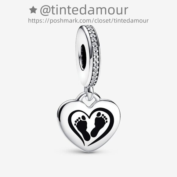 Pandora Engravable Footprint Dangle Charm|Pendant - Picture 1 of 2